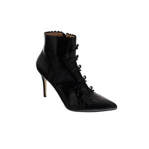 Black patent leather ankle boots